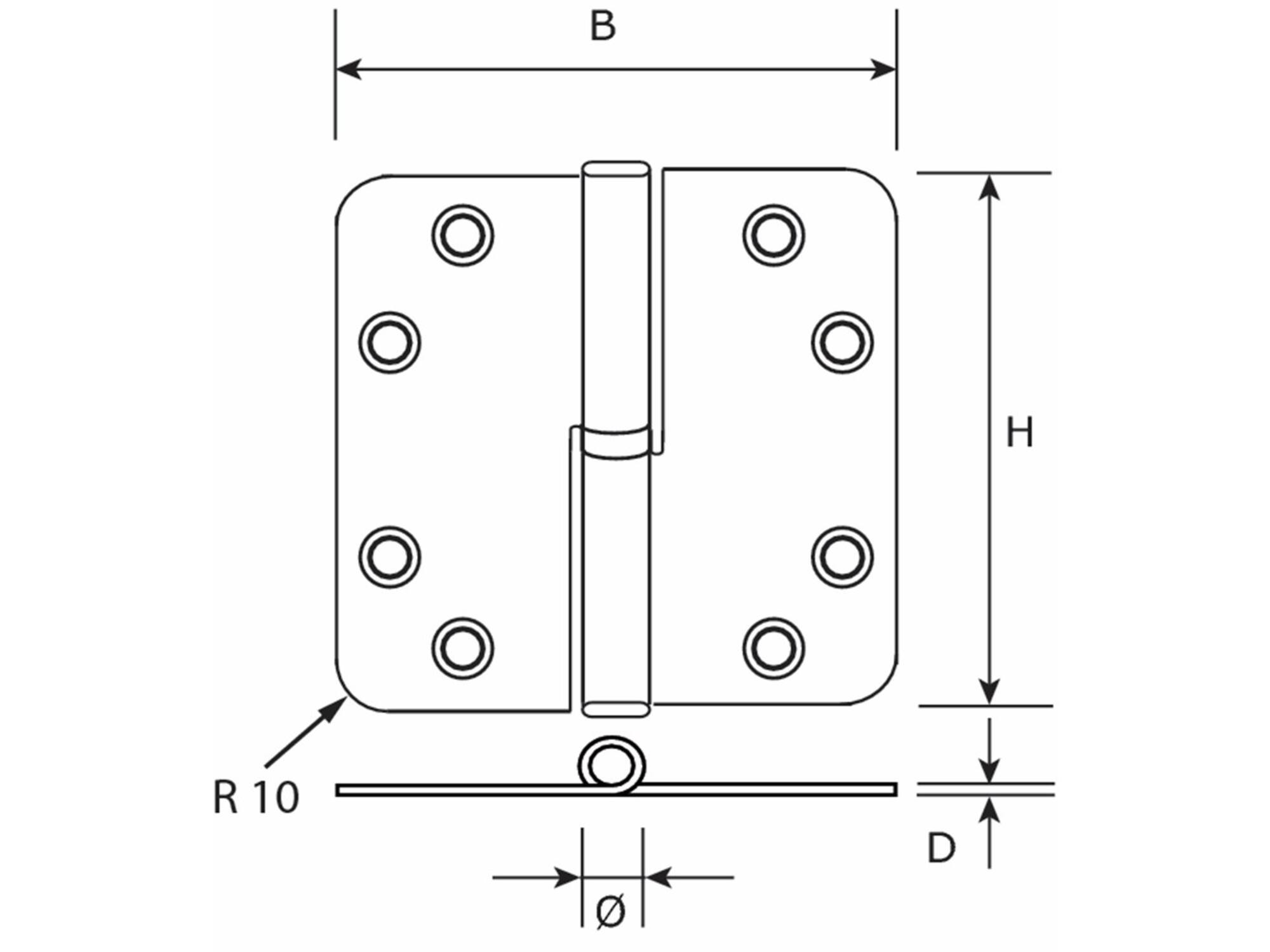 DX Kogelpaumelle rond DIN links RVS ronde hoeken / skg***/links 89X89