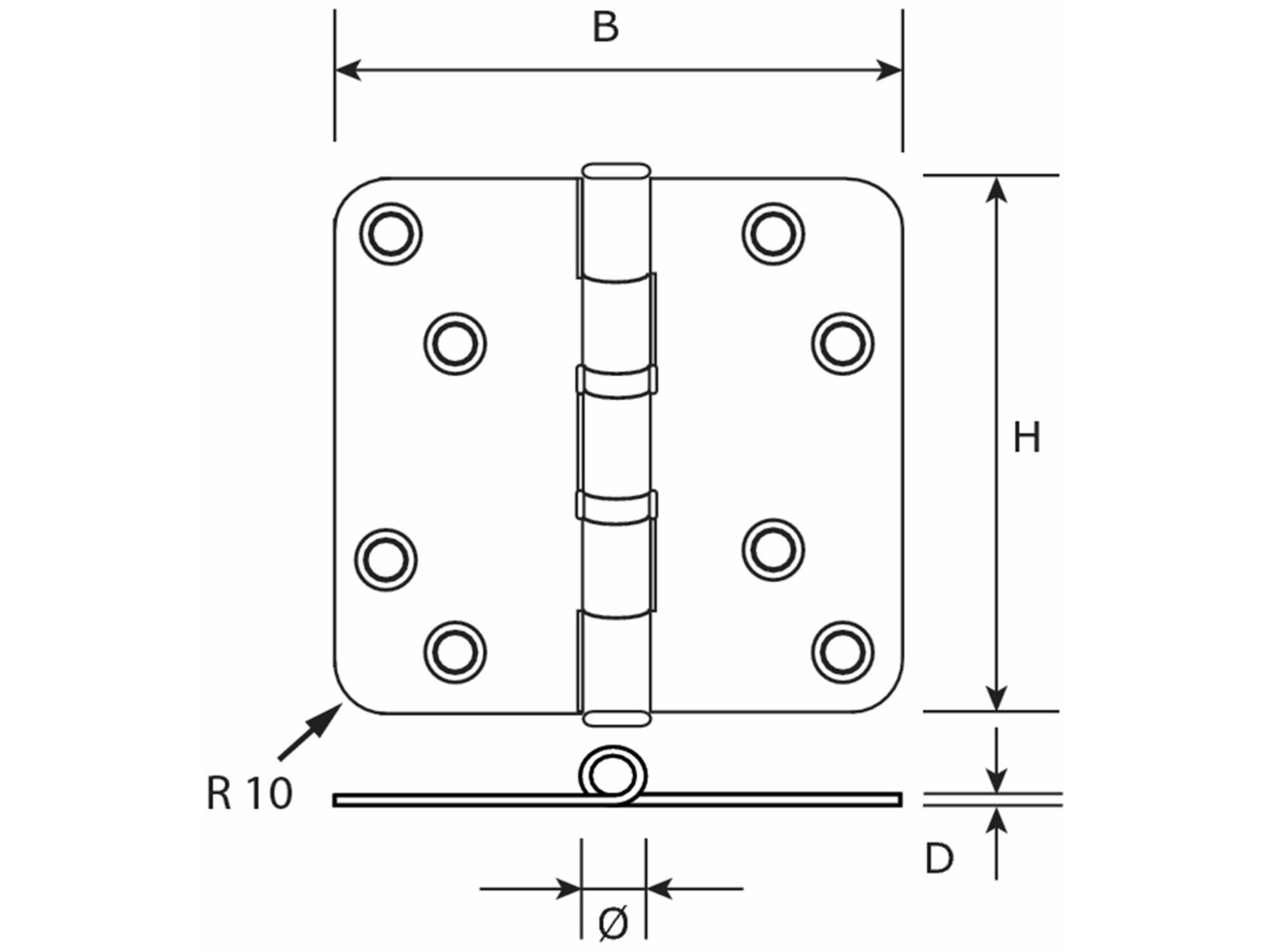 DX Kogelscharnier rond zwart zwart gelakt rvs 76X76 MM 6st