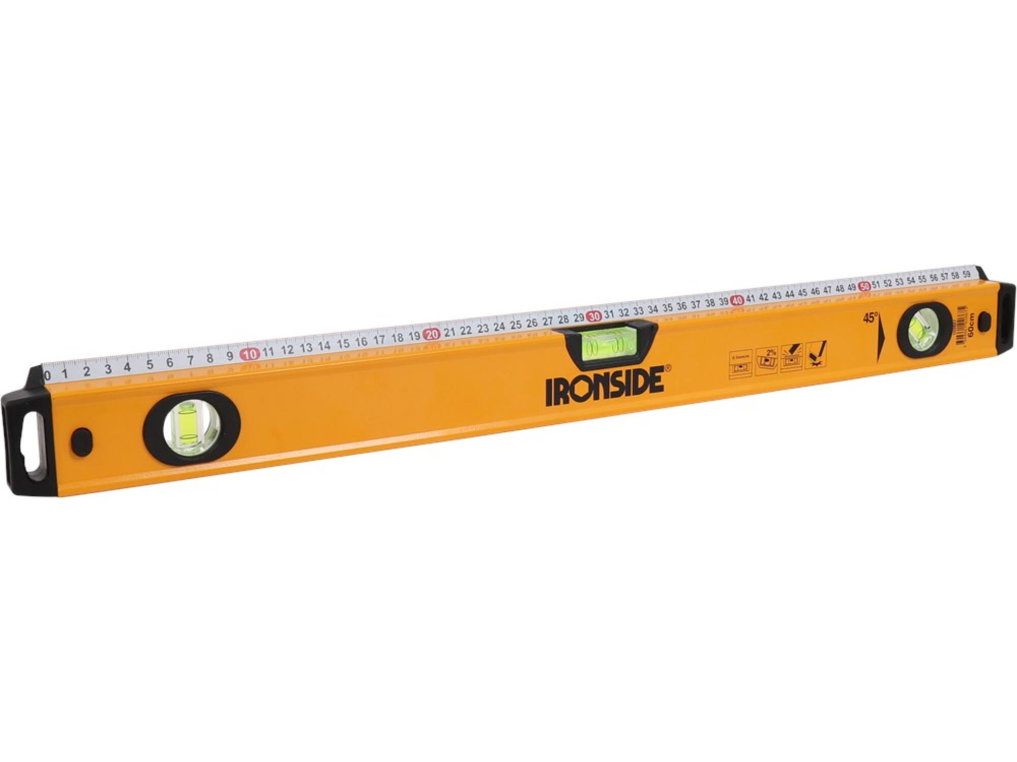 Ironside Waterpas aluminium met lineaal torpedo 60cm