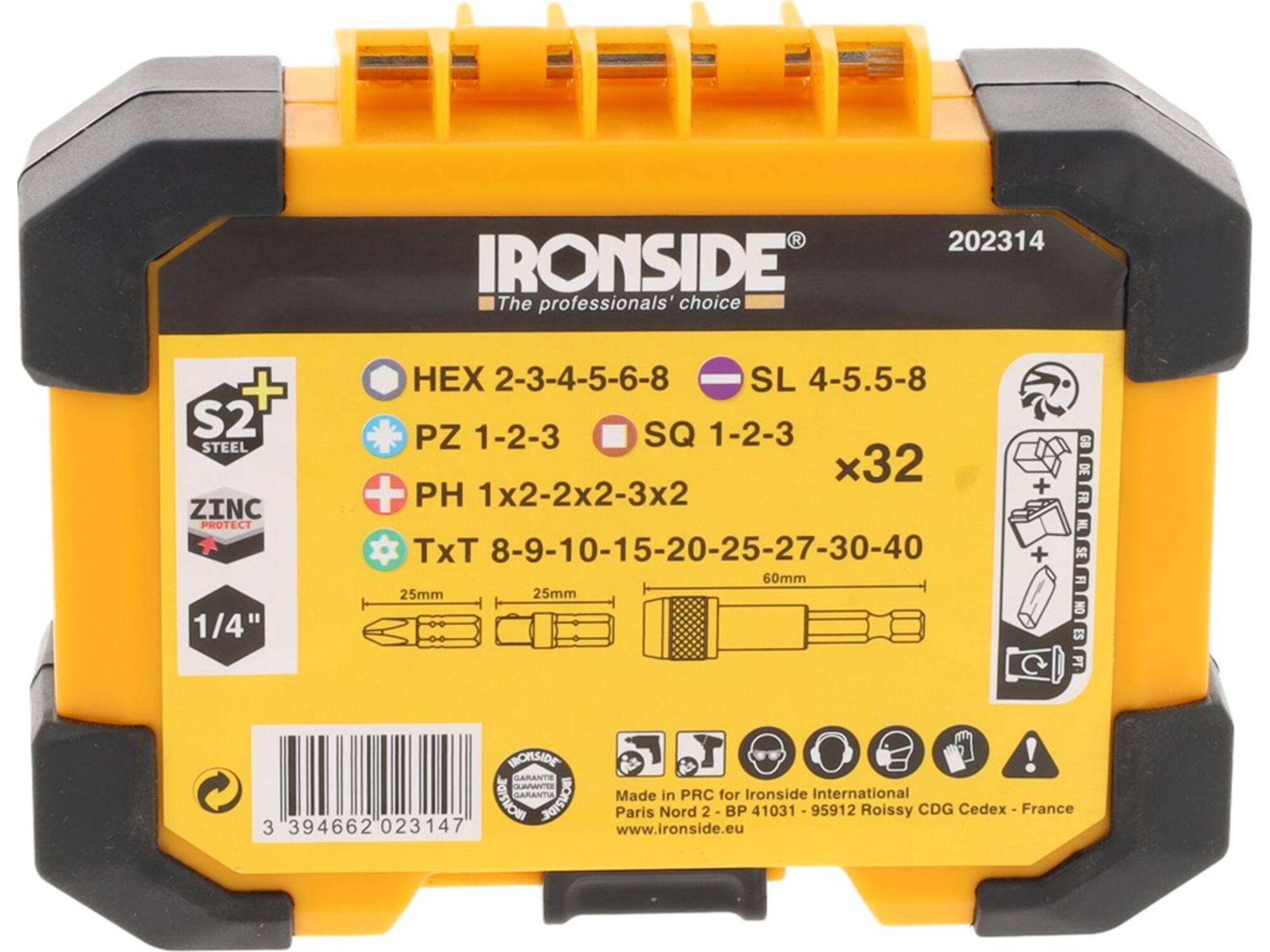 Ironside Bitset in kunststof houder 32-delig 25 mm
