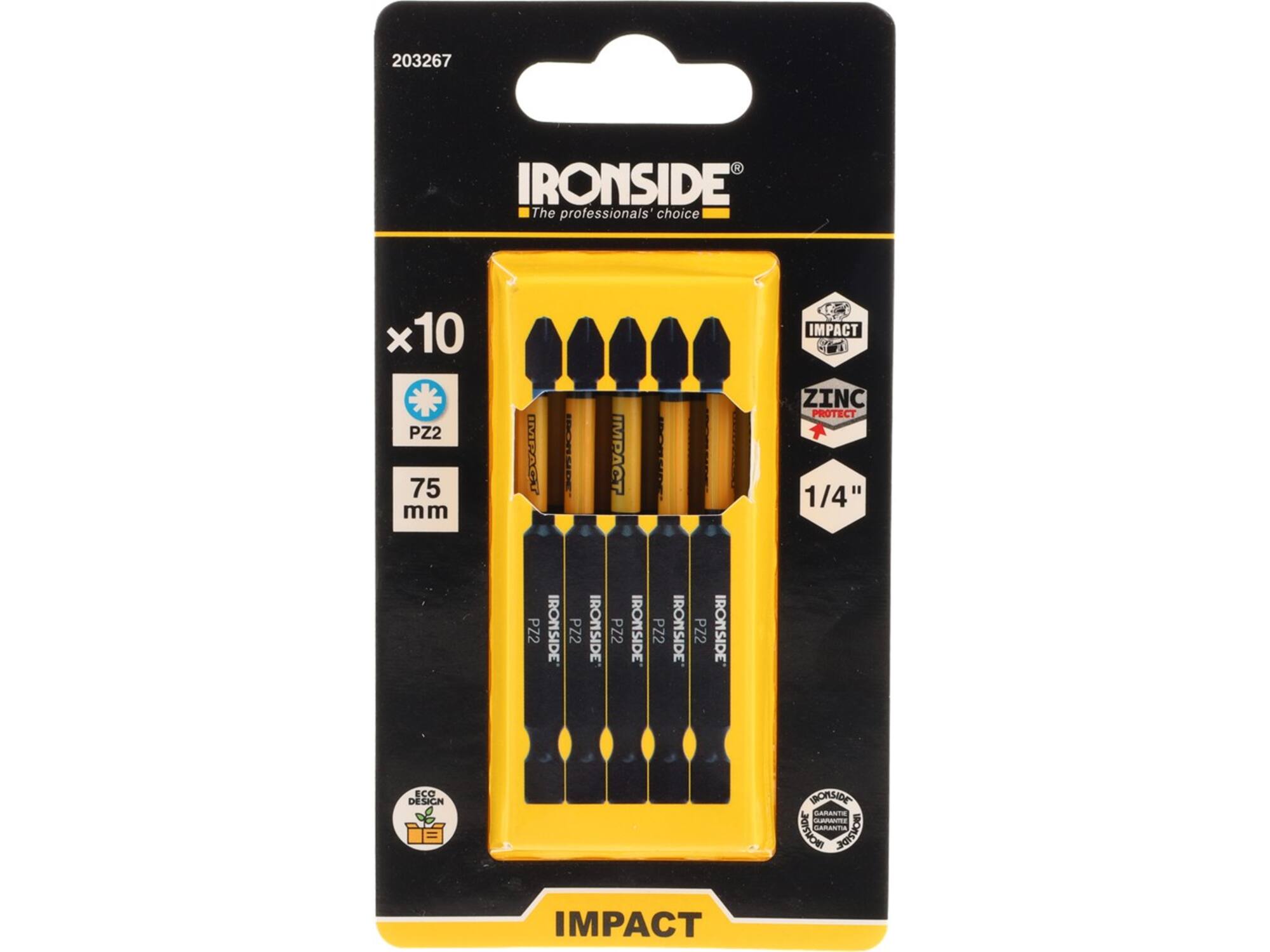 Ironside Bit 1/4 impact S2 10 stuks pz2-75 mm