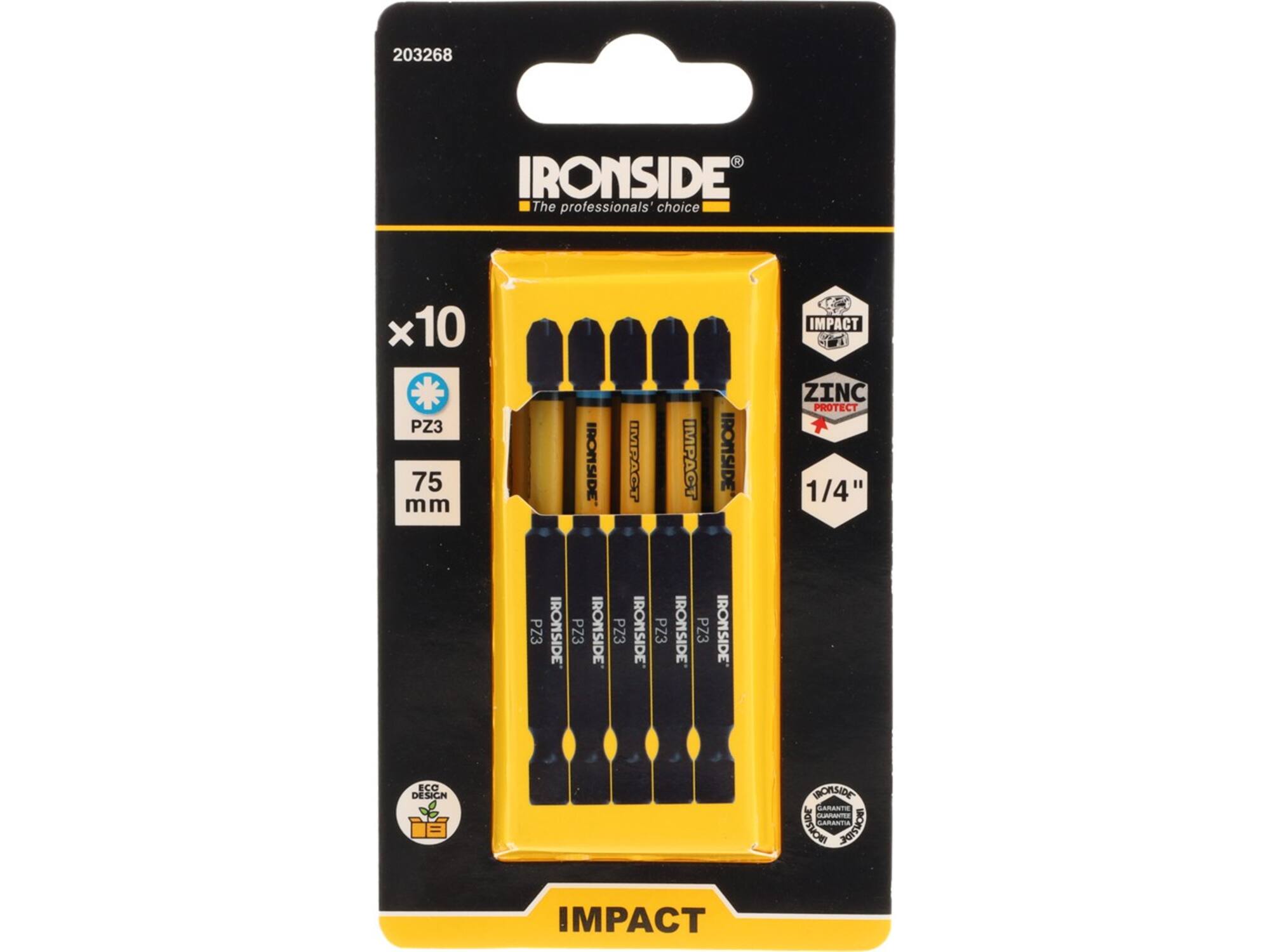 Ironside Bit 1/4 impact S2 10 stuks pz3-75 mm
