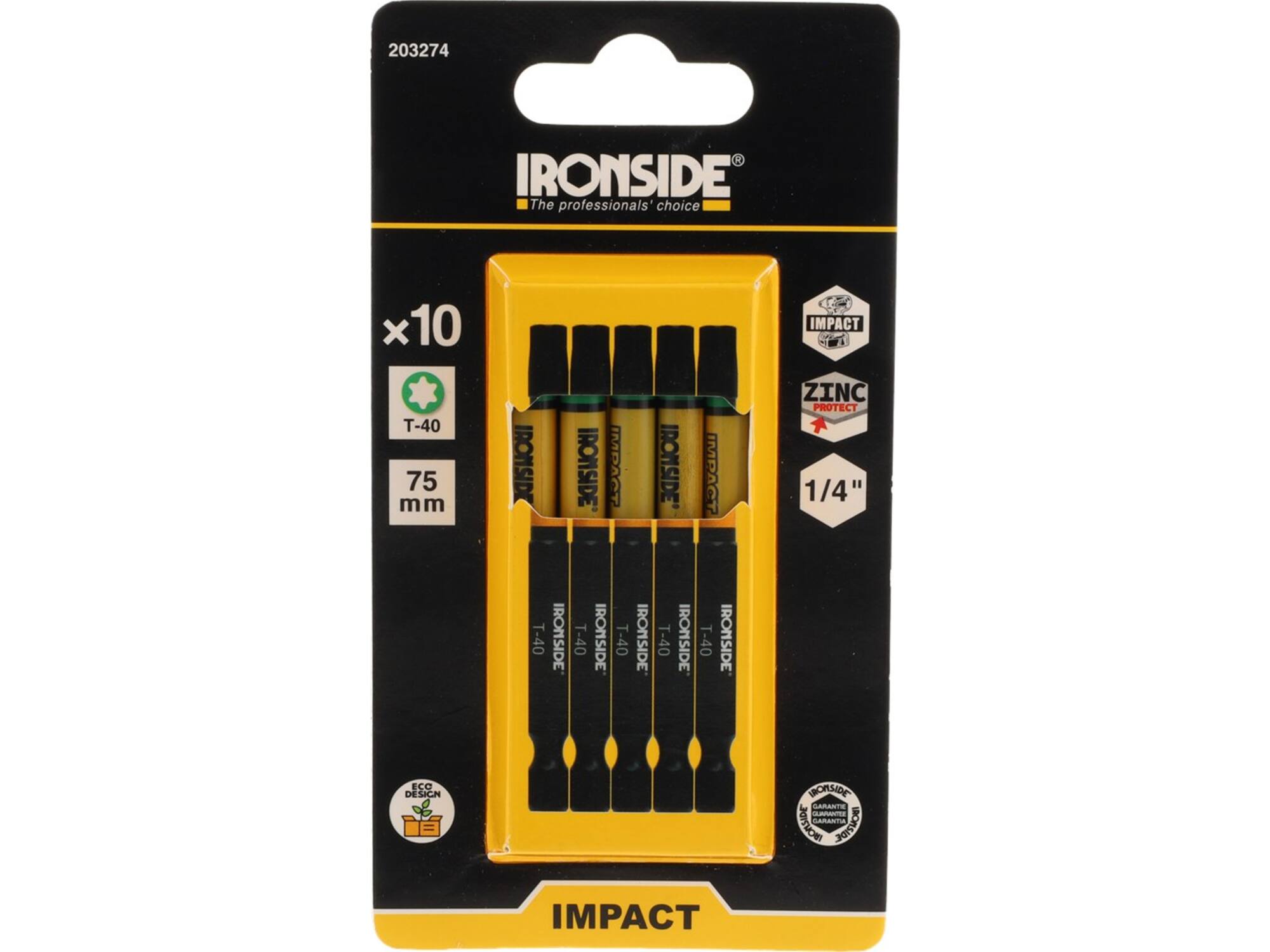 Ironside Bit 1/4 impact S2 10 stuks tx40-75 mm