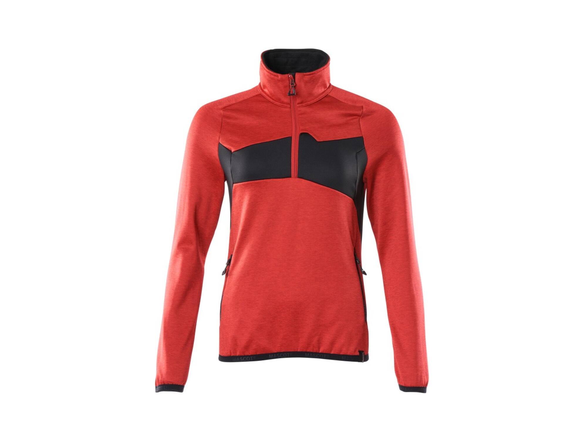 Mascot Fleecetrui met korte rits dames signaalrood/zwart 2XL