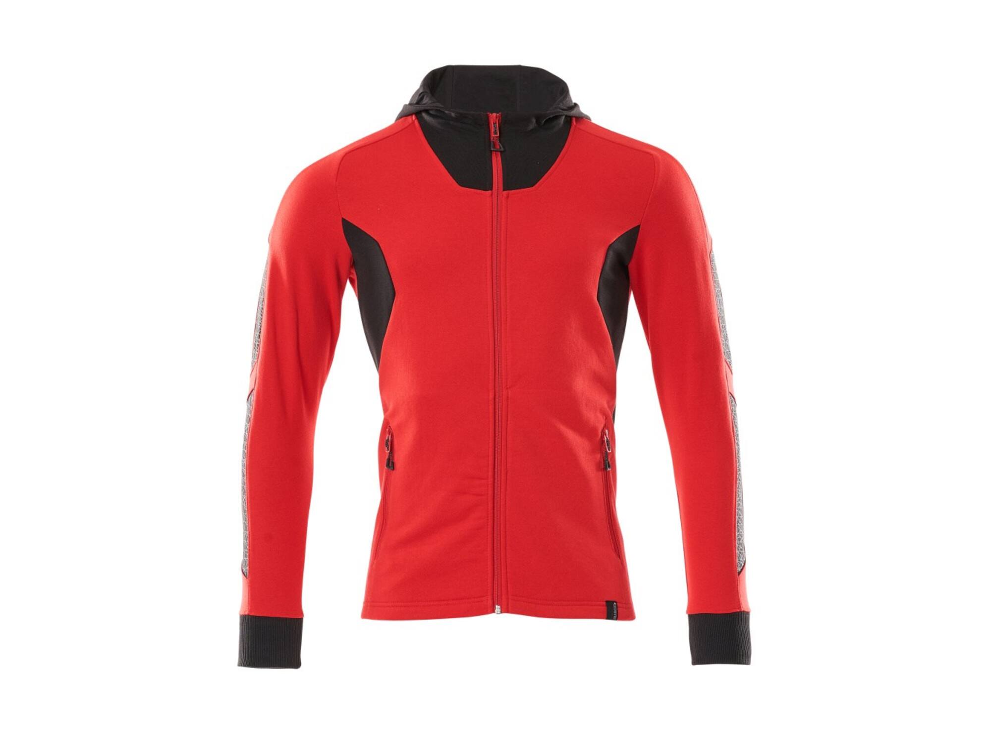 Mascot Capuchontrui met rits signaalrood/zwart S ONE