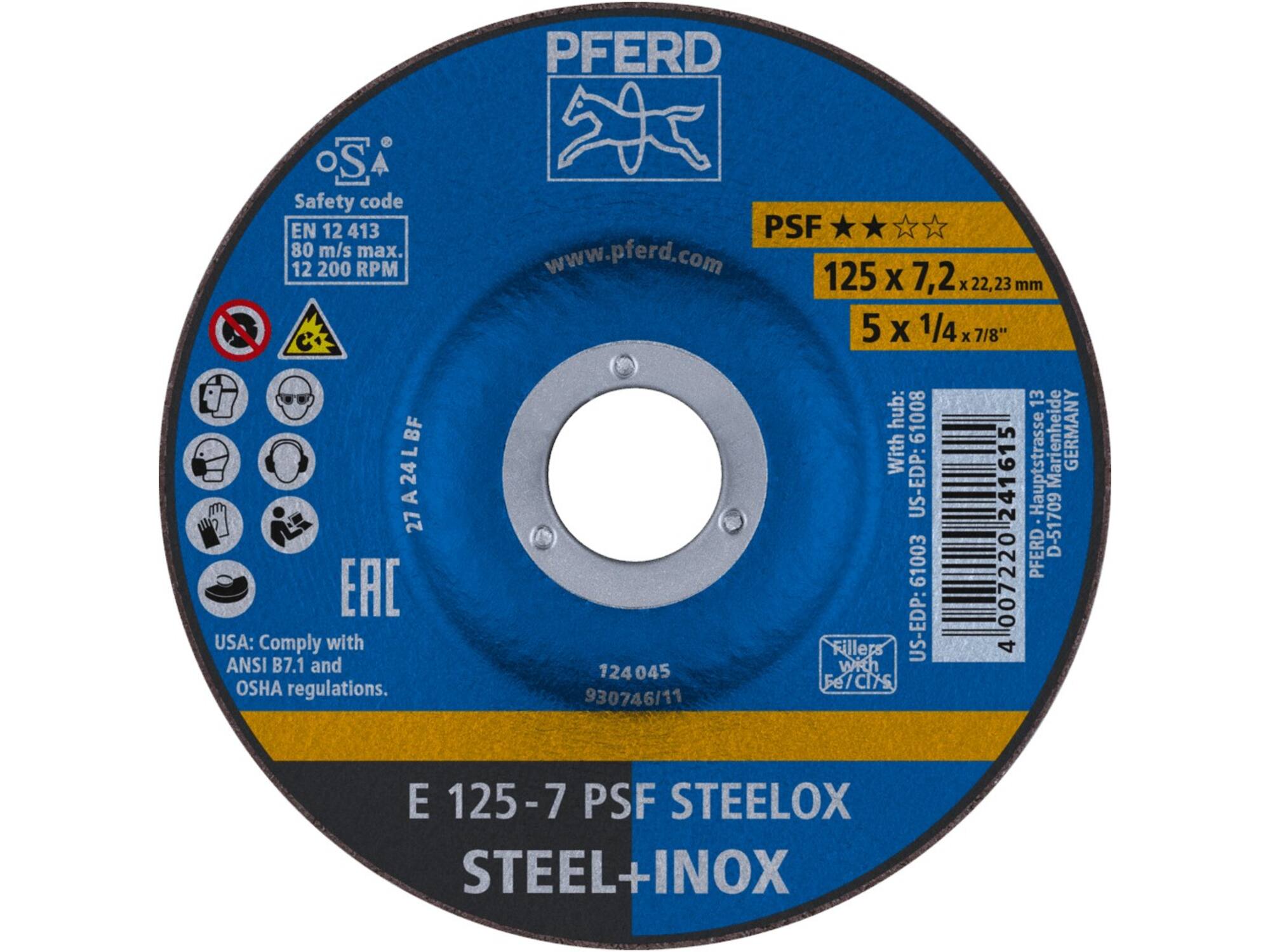 PFERD Afbraamschijf STEELOX E125-7 A 24 L PSF STEELOX 125MM