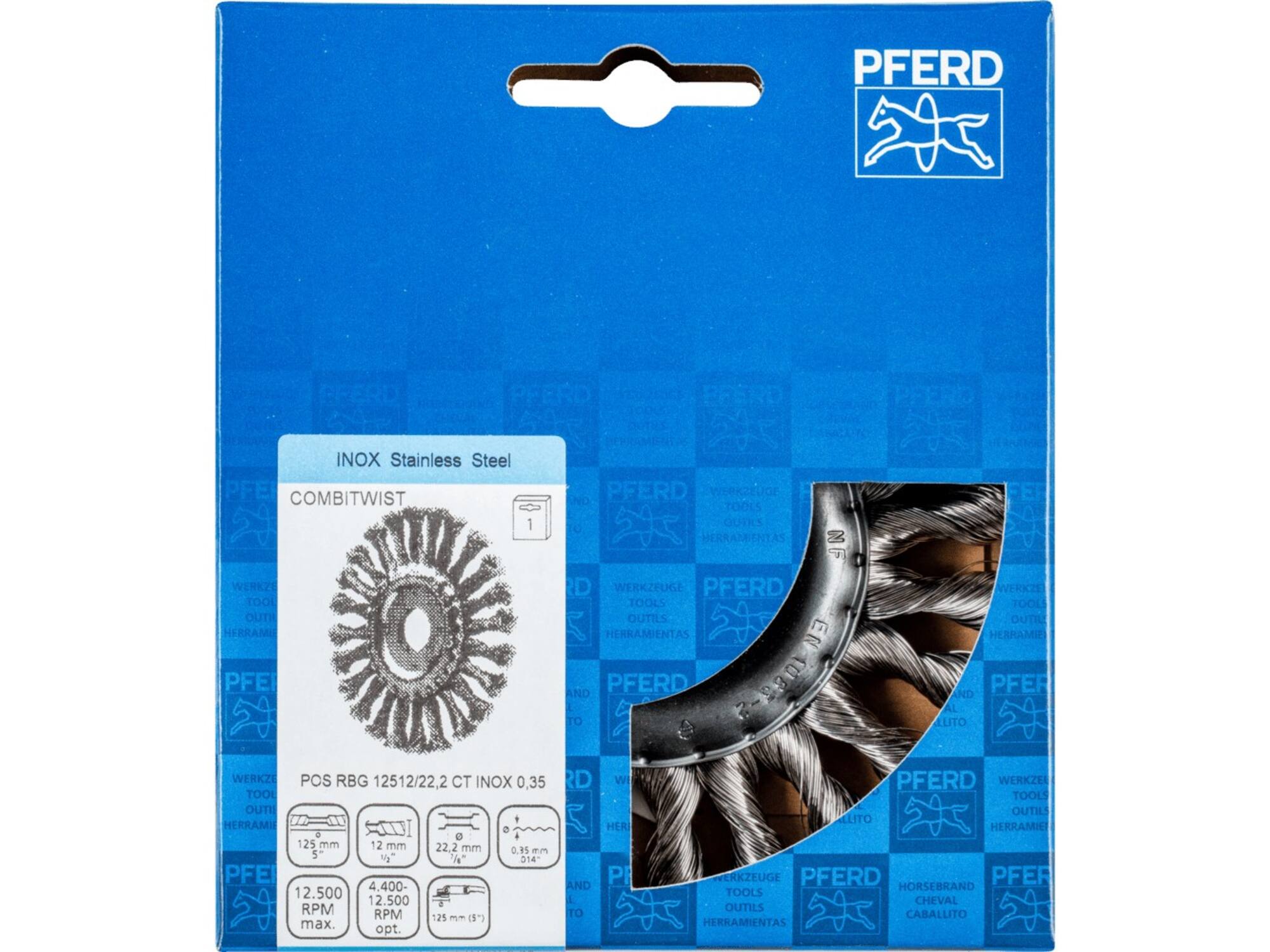 PFERD Ronde borstel getordeerd INOX RBG 12512/22,2 CT INOX 0,35 125 MM