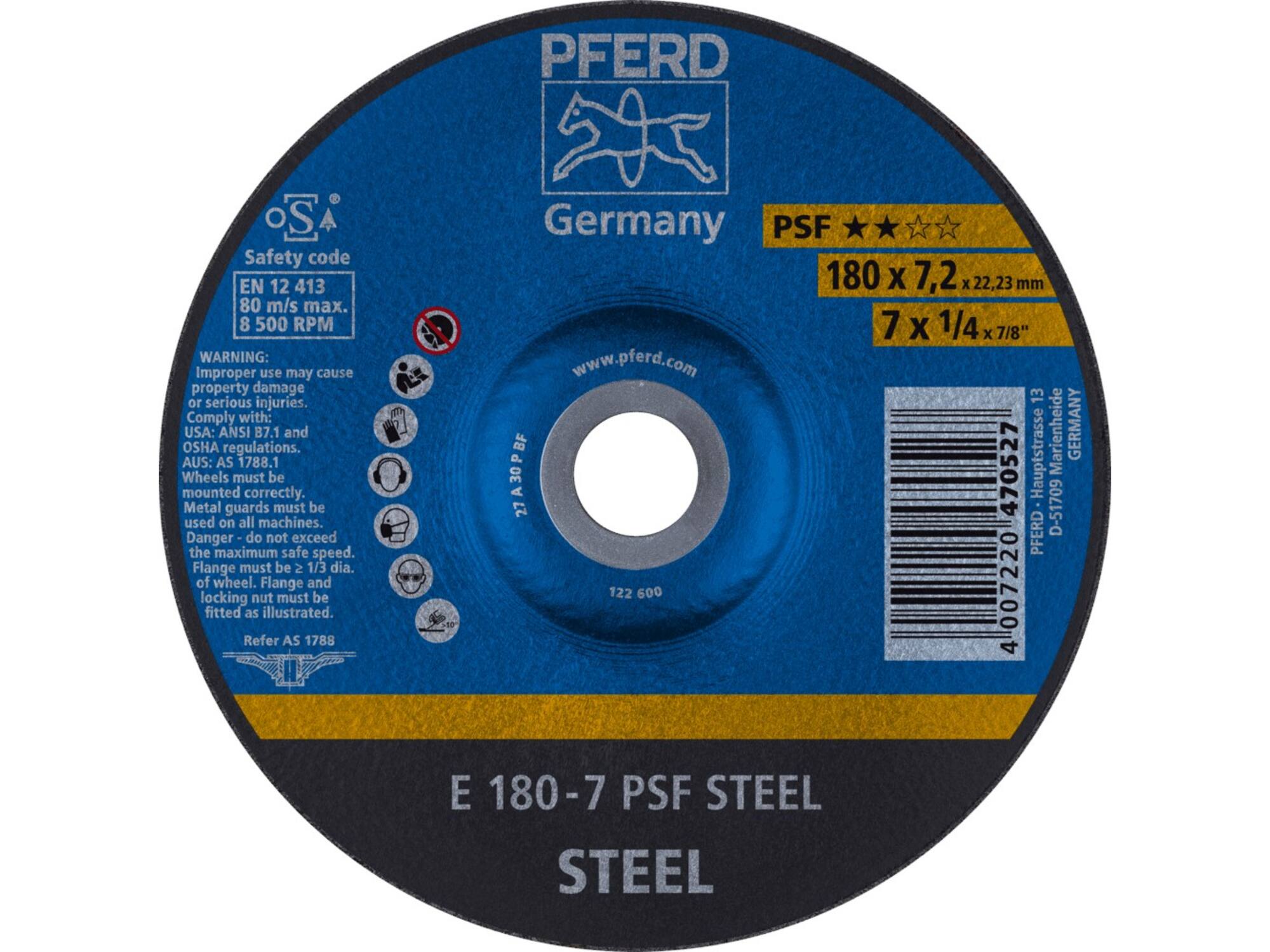 Pferd Afbraamschijf staal/inox PSF 178MM