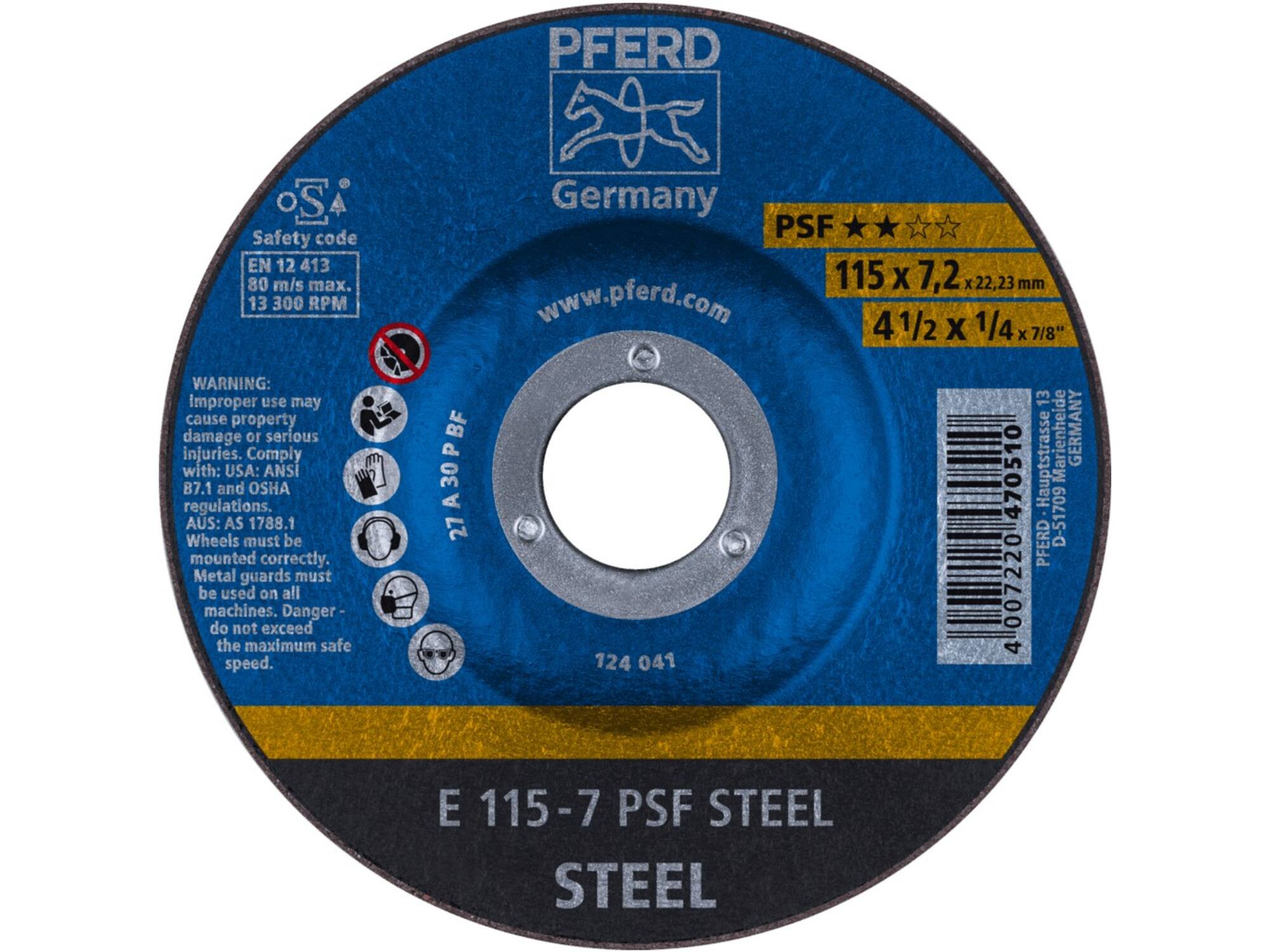 PFERD Afbraamschijf PSF STEEL 115X7.2