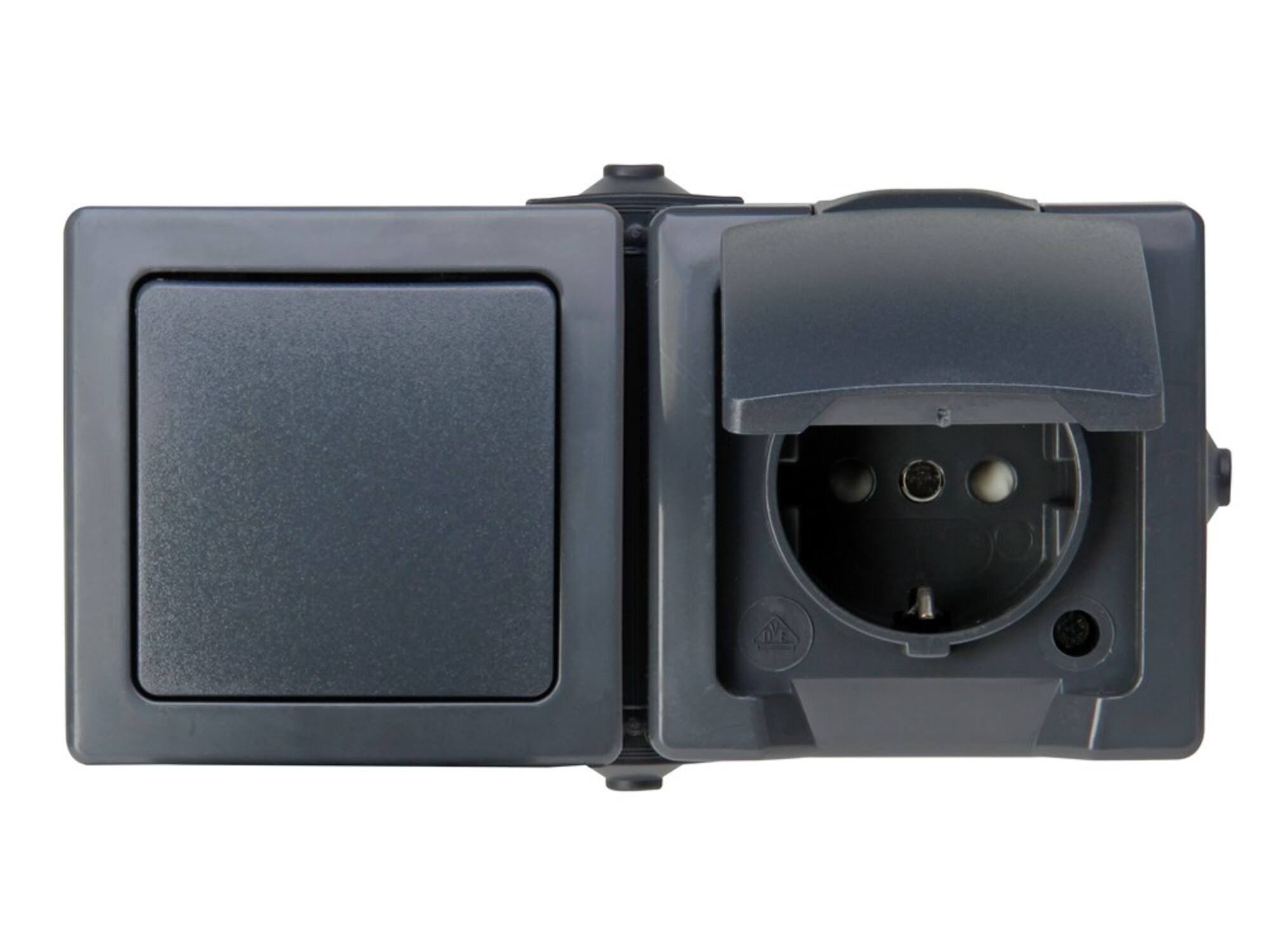 Kopp WCD combi horizontaal Nautic antraciet IP44 2-voudig
