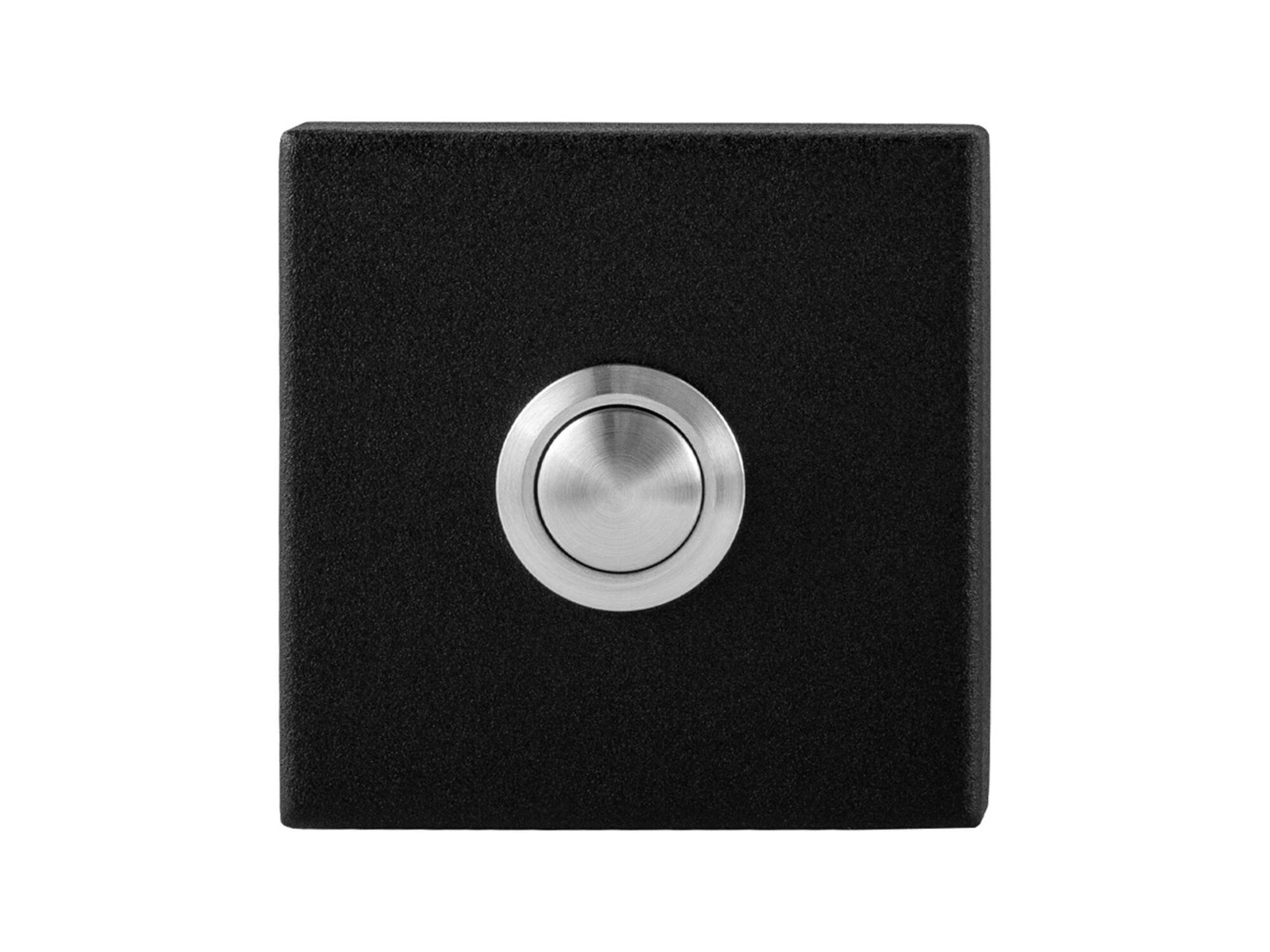 GPF Beldrukker vierkant met RVS button ZWART