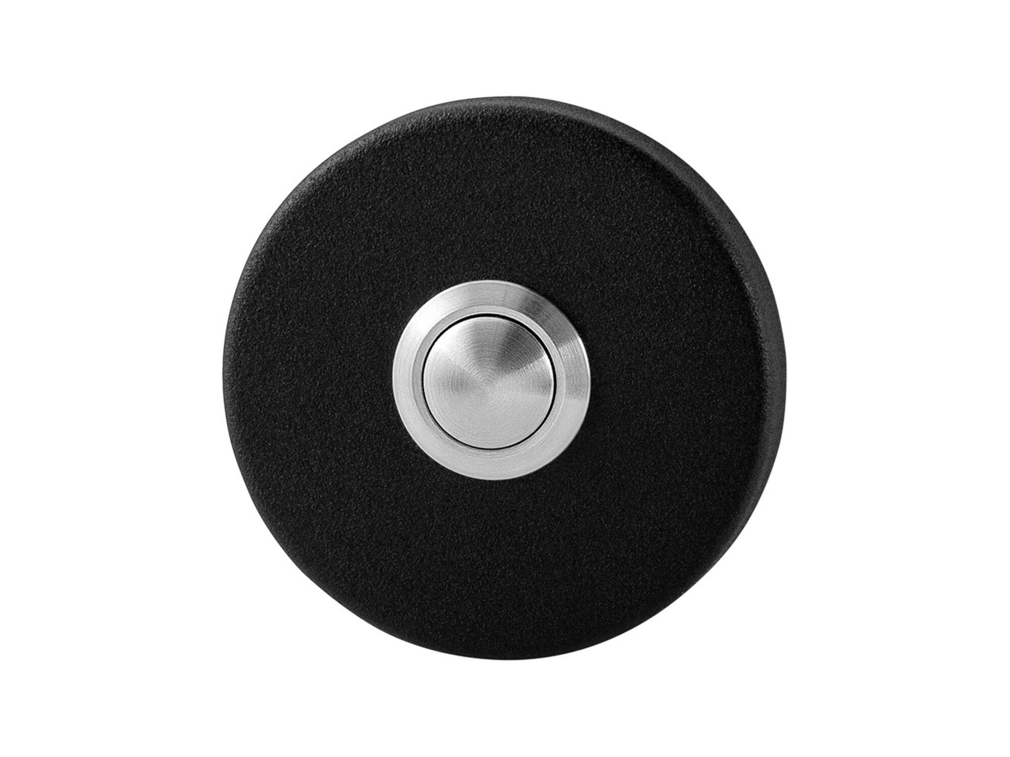 GPF Beldrukker rond met RVS button ZWART