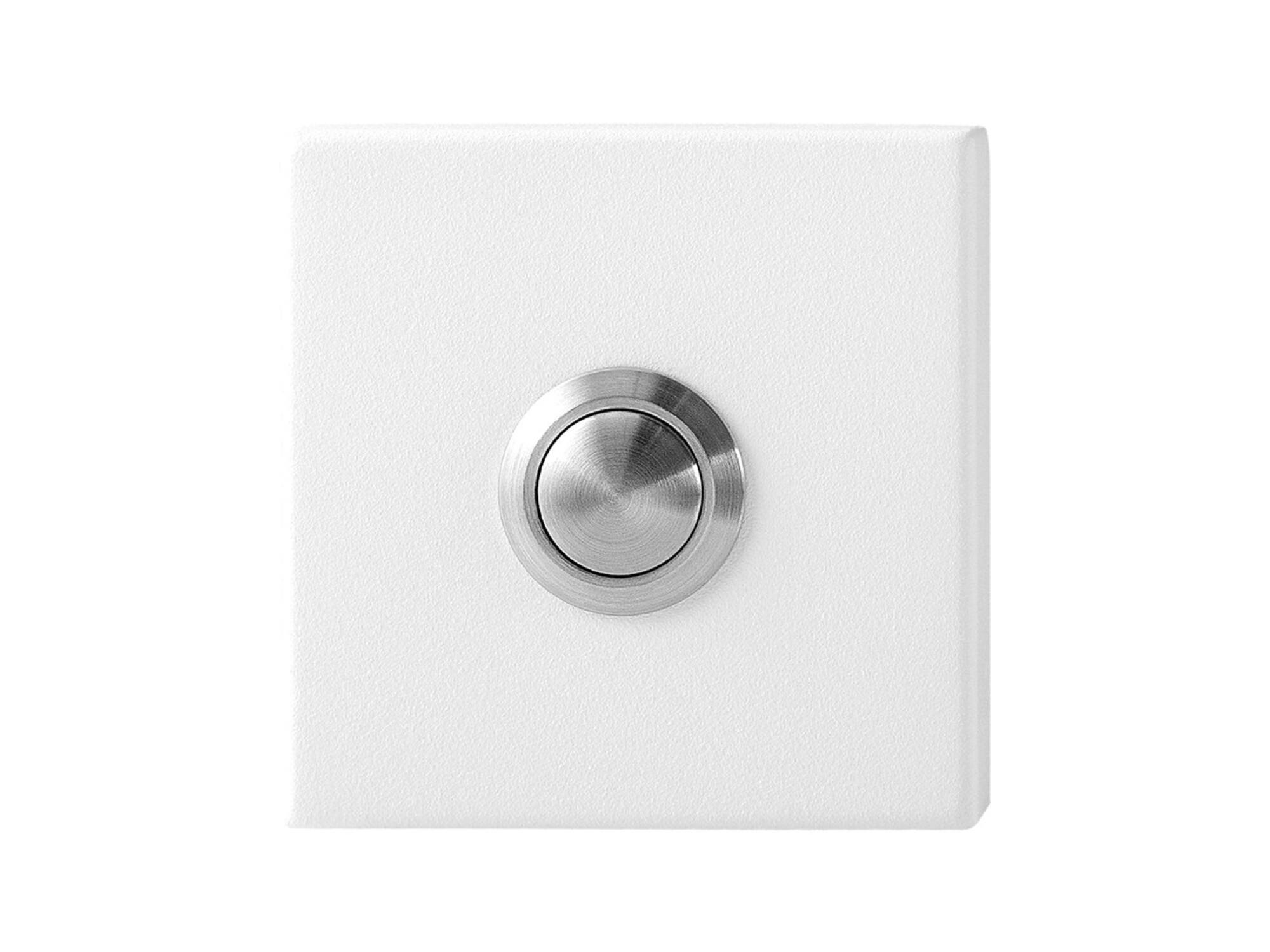 GPF Beldrukker vierkant met RVS button WIT