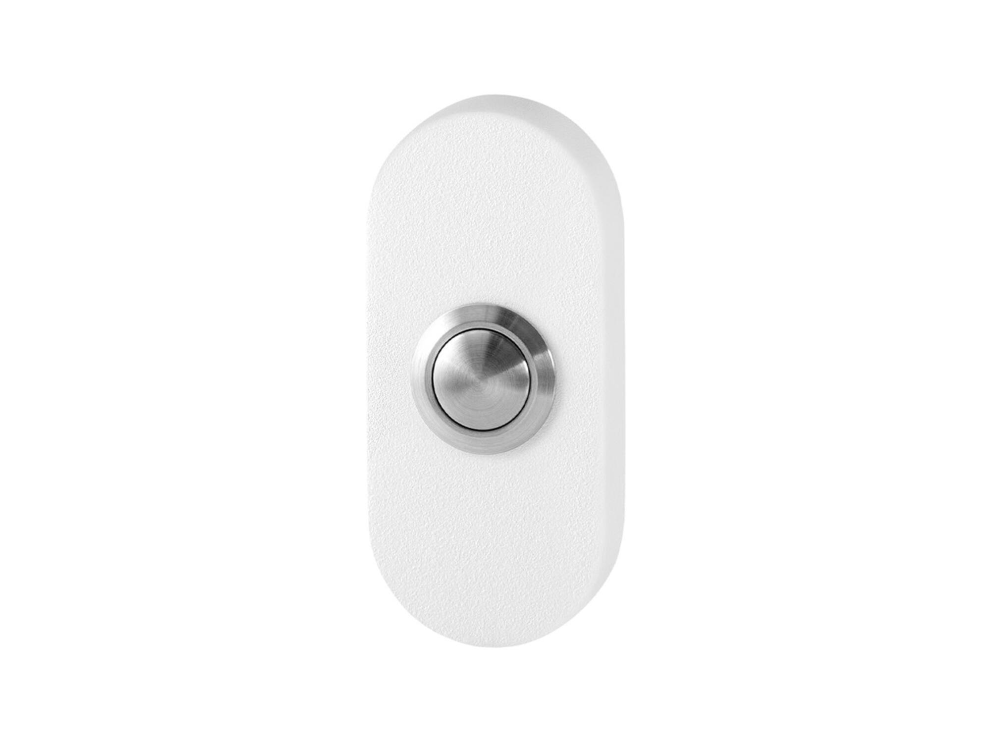 GPF Beldrukker ovaal met RVS button WIT