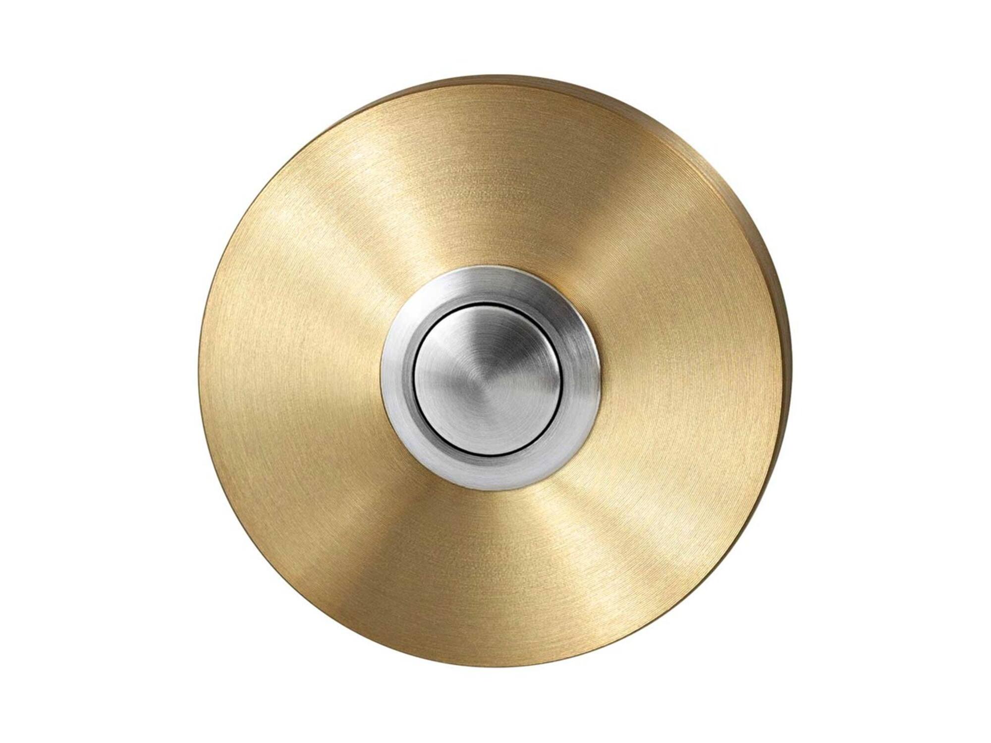 GPF Beldrukker rond met RVS button PVD MAT MESSING
