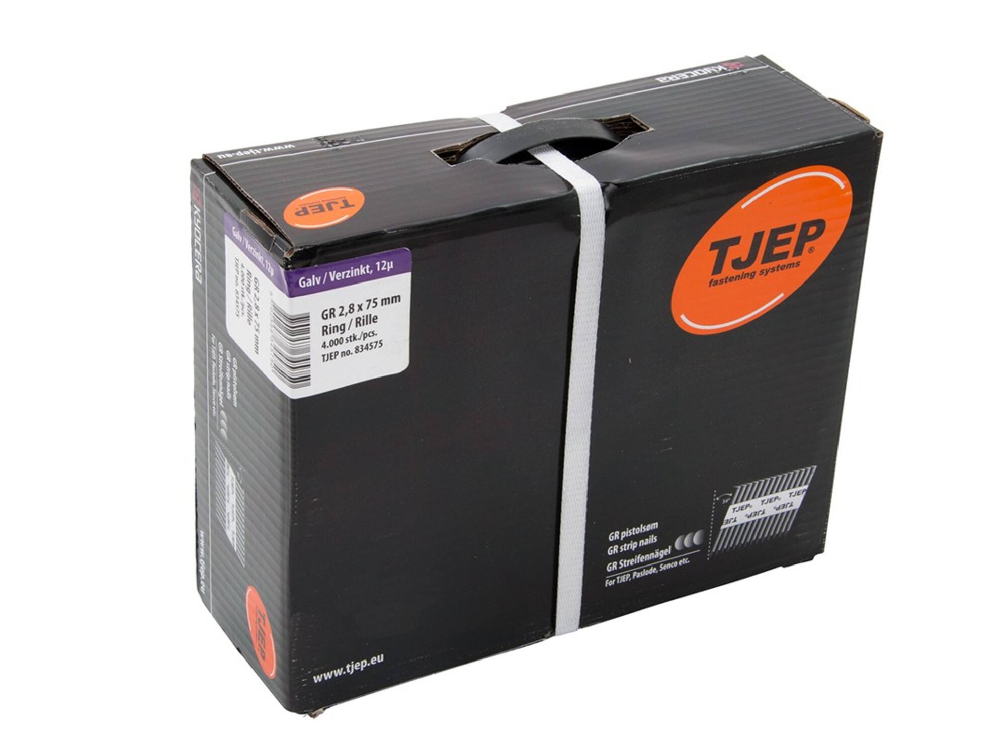 TJEP Stripnagel 34 gr. ring D-kop verzinkt 46 GR 28/75 2,8X75MM