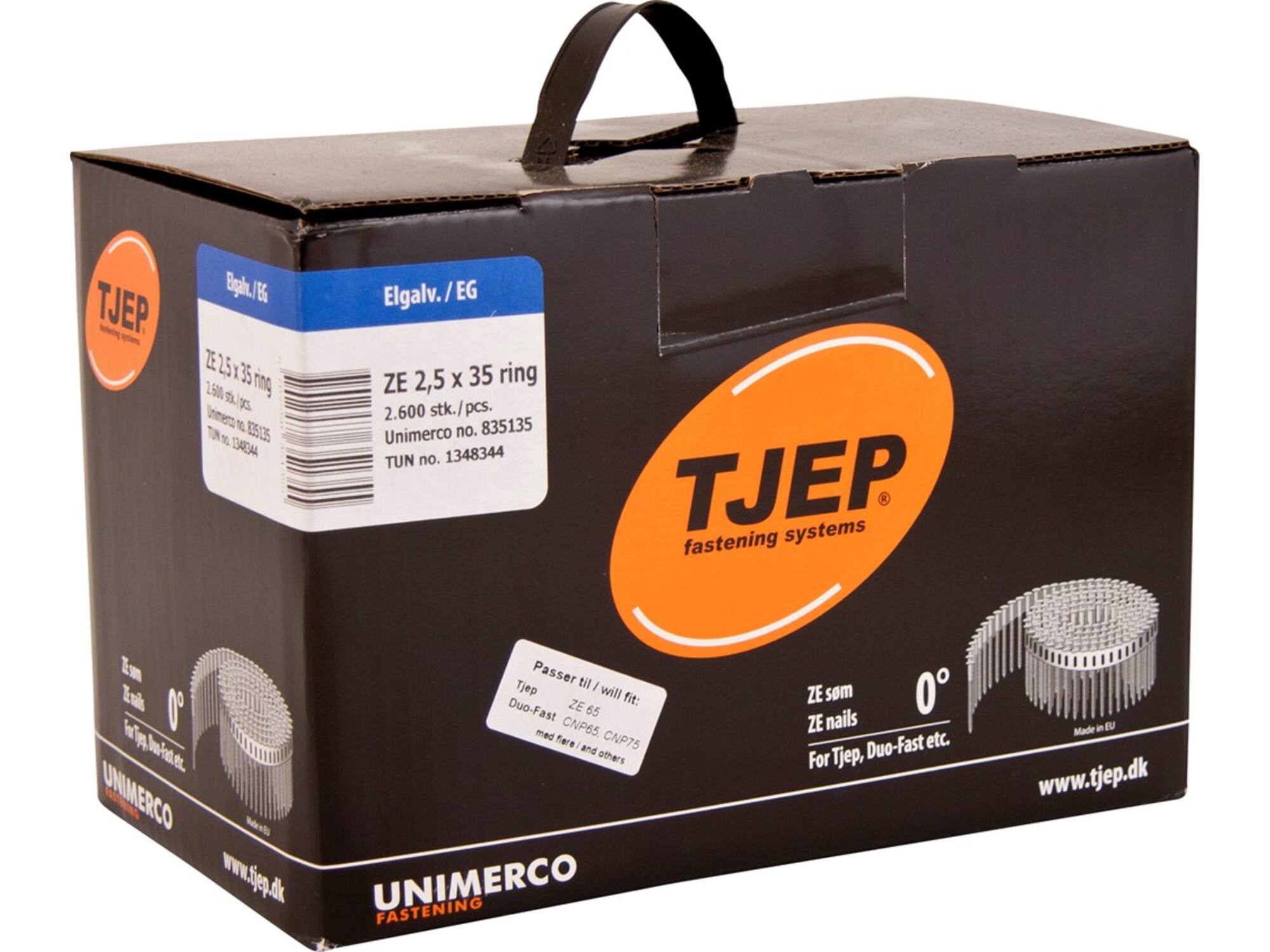 TJEP Coilnagel 0 gr. verzinkt 2600 stuks ZE 25/35 2,5X35MM