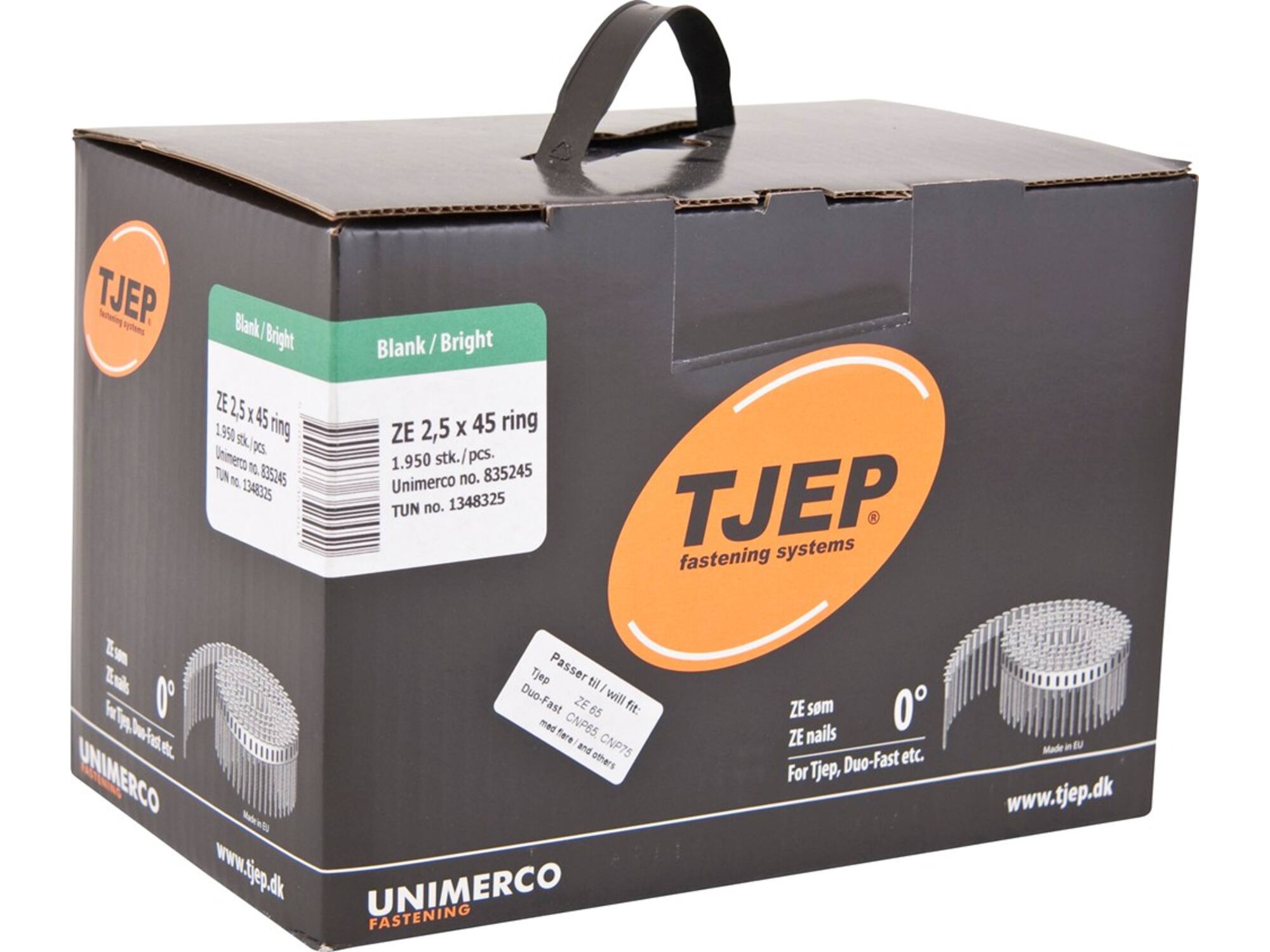 TJEP Coilnagel 0 gr. verzinkt 2600 stuks ZE 25/45 2,5X45MM