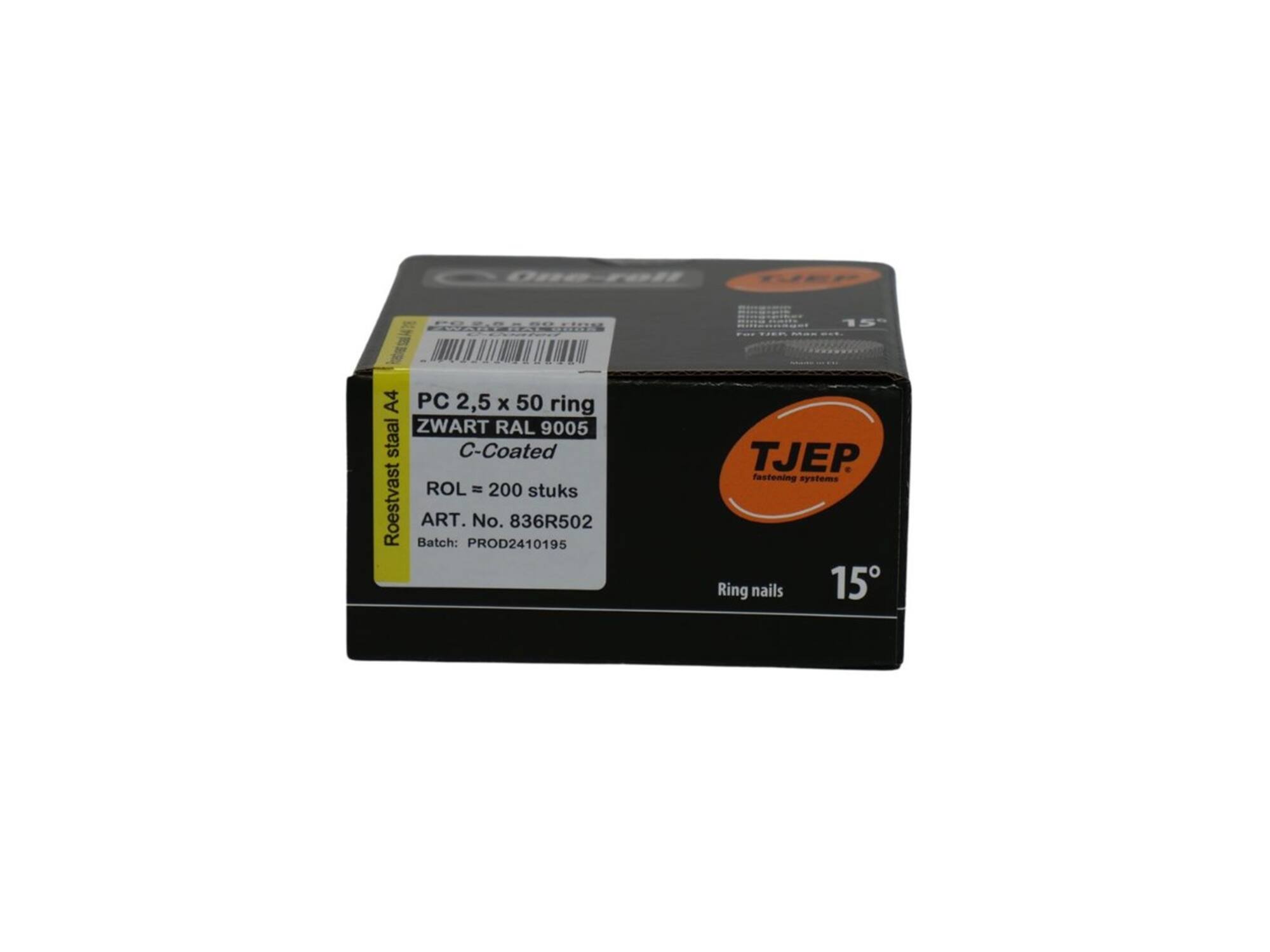 TJEP Coilnagel 15 gr. RVS A4 RAL 9005 200 stu CN 25/50 2,5X50MM