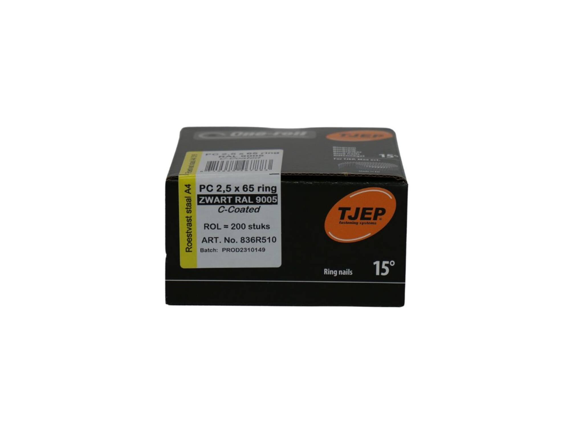TJEP Coilnagel 15 gr. RVS A4 RAL 9005 200 stu CN 25/65 2,5X65MM