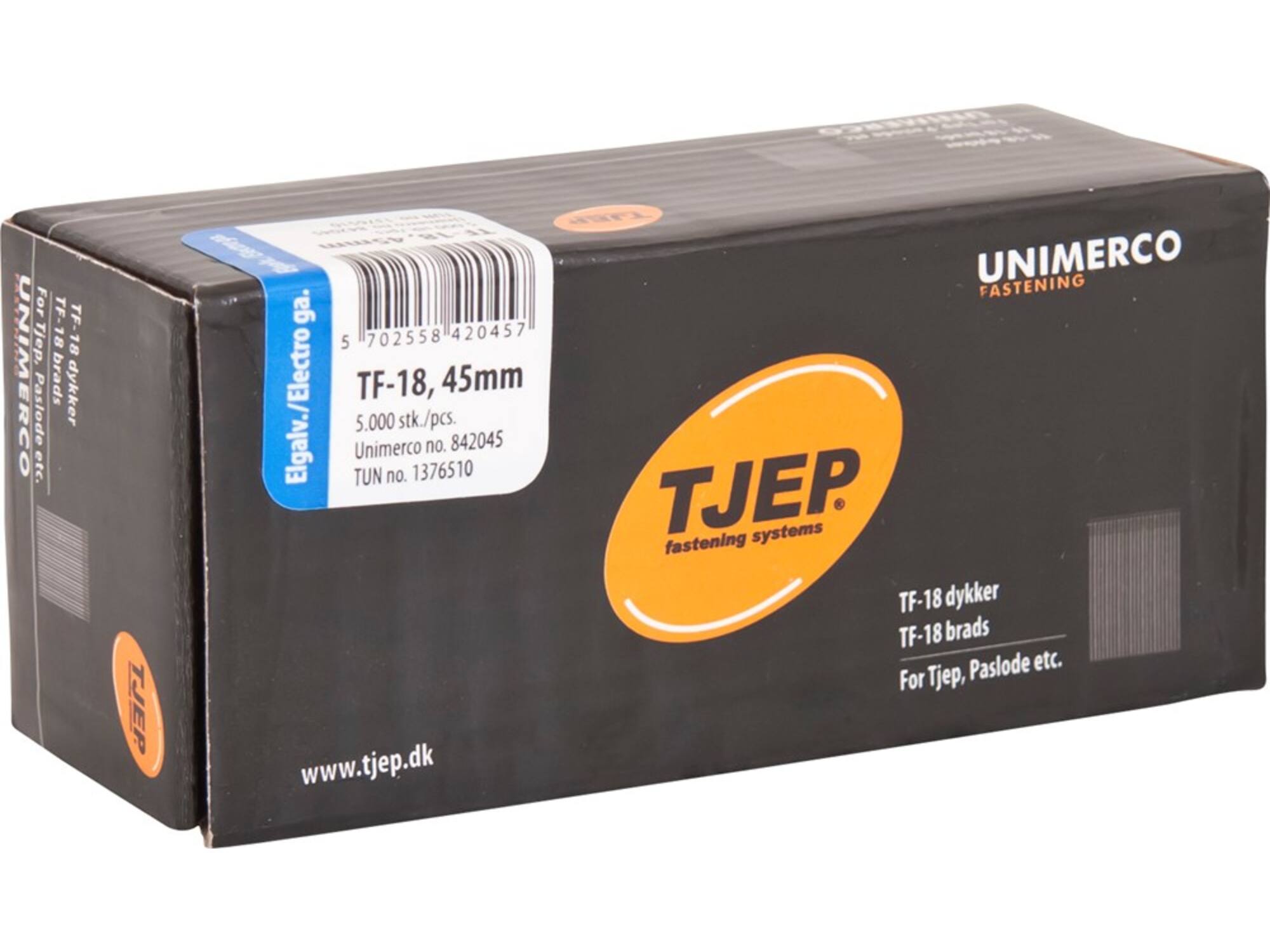 Tjep Mini-brad 0 gr. verzinkt 5000 stuks TF-18 45MM