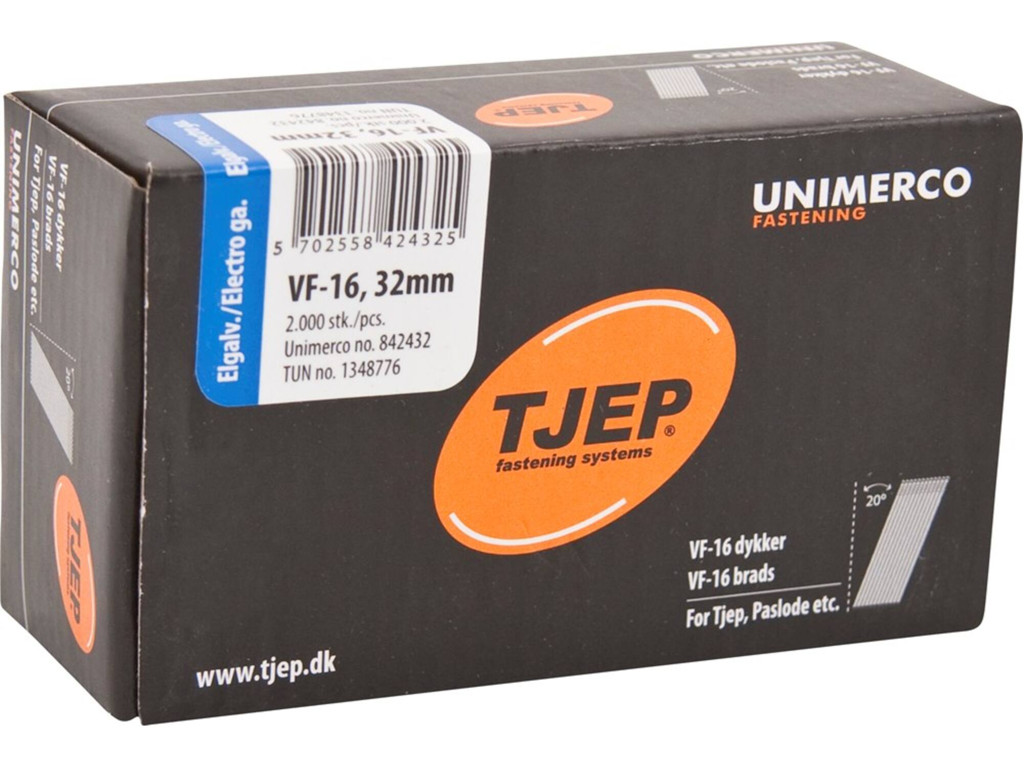 Tjep Brad 20 gr. verzinkt 2000 stuks VF-16 32MM