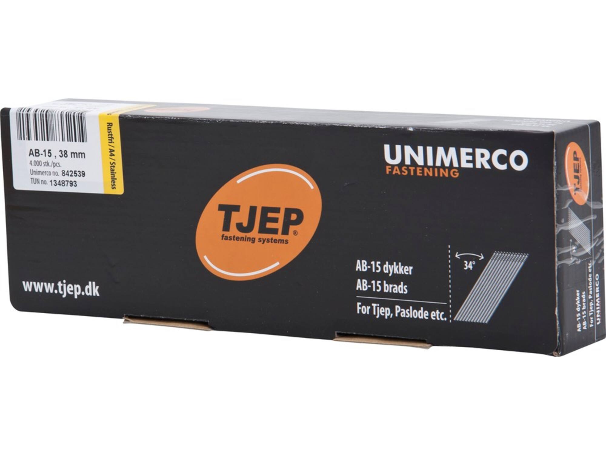 Tjep Brad 34 gr. RVS A2 4000 stuks AB-15 38MM