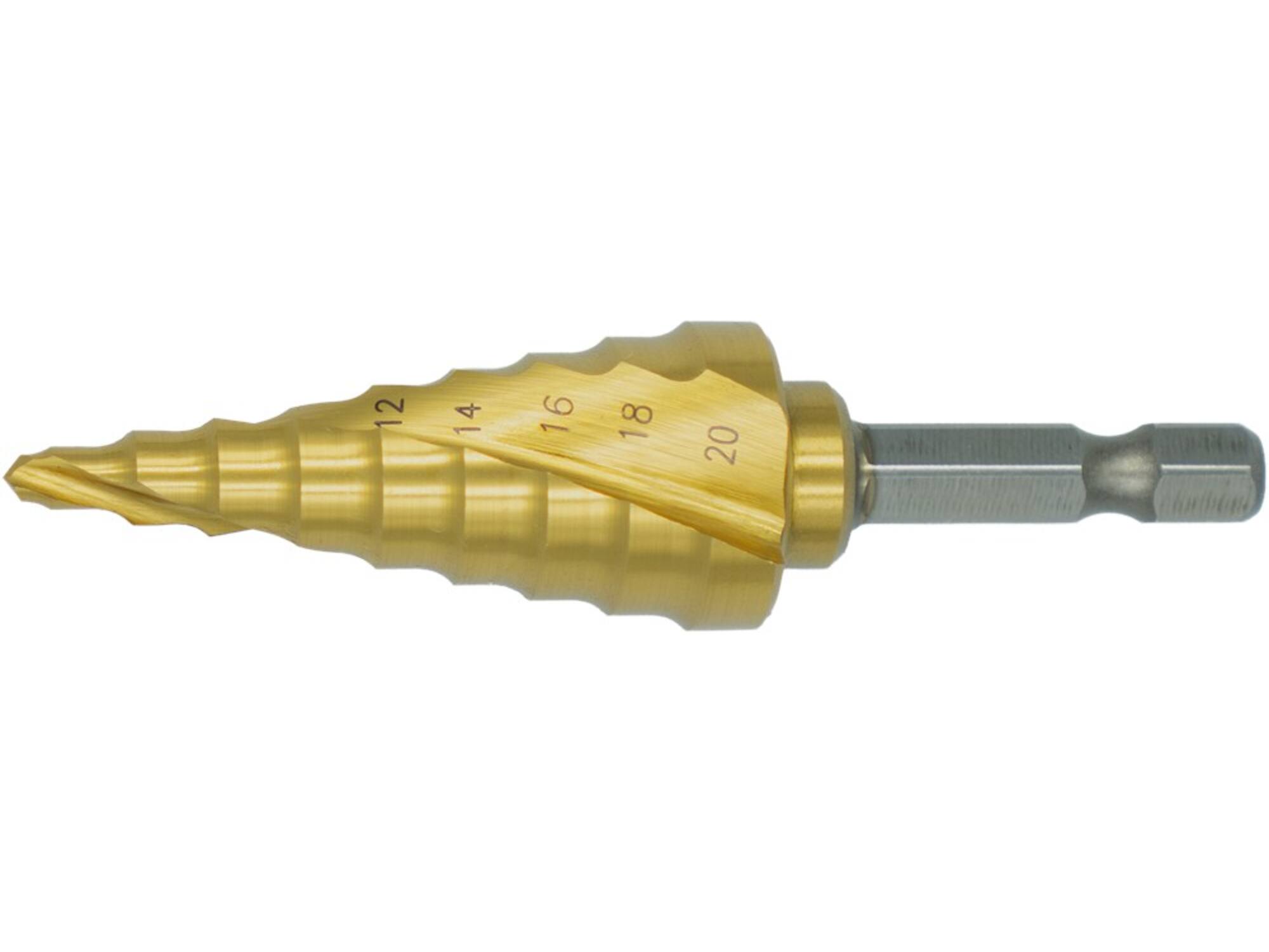 Phantom Plaatboor getrapt Ergo Step HSS TiN zeskant 44.125 4-20 MM
