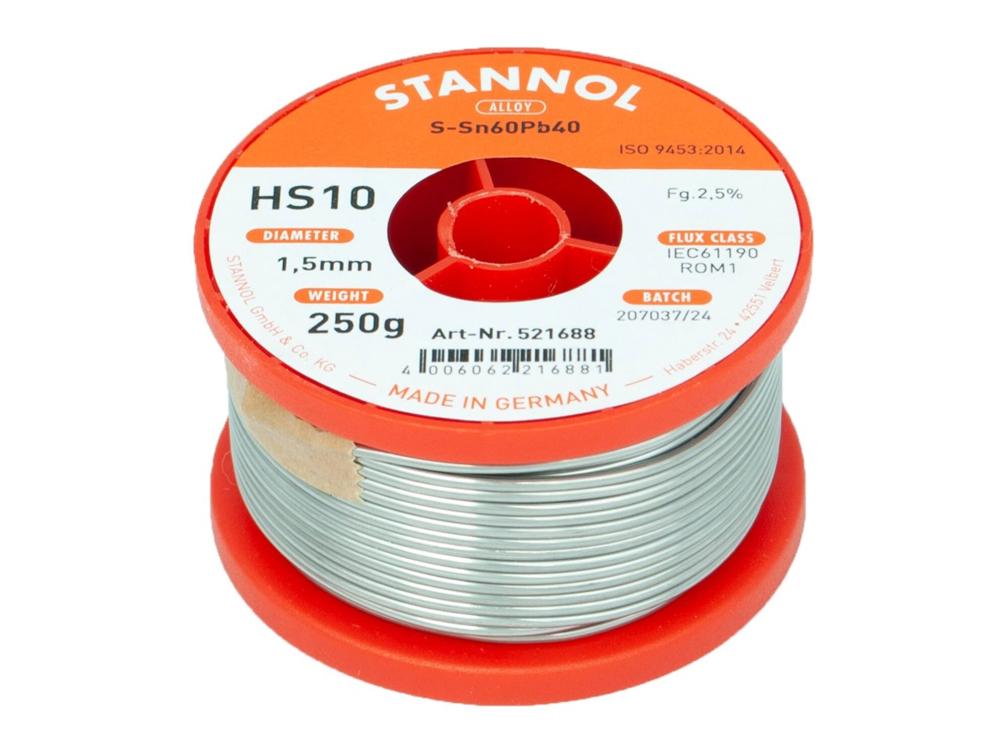 STANNOL Soldeertin HS10 S-SN60PB40 1,5MM/250G