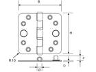 DX VH kogelscharnier rond RVS h367-89892025 89X89 MM