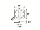 Oxloc Scharnier rond topcoat 89X89/3 MM