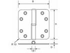 DX Kogelpaumelle rond DIN links RVS ronde hoeken / skg***/links 89X89