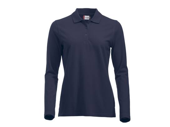Clique Poloshirt lange mouwen Classic Marion dames dark navy maat XS