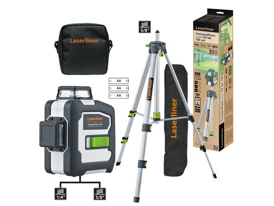 Laserliner CompactPlane-Laser 3G Set 150 cm (Green, Tilt, BLE, softbag)