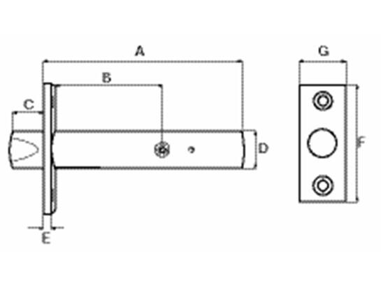 DX Insteekgrendel met sluitplaat drb3025scp 45X25 MM