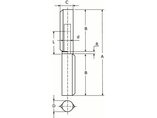 DX Aanlaspaumelle stalen pen messing ring 80X13 MM
