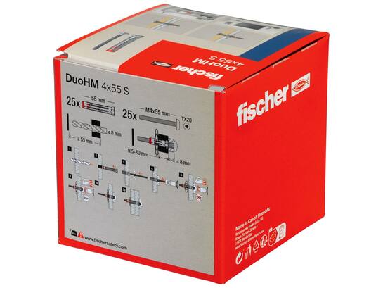 Fischer hollewandplug DUOHM 4X55 S PH met schroef CK TX20 25st