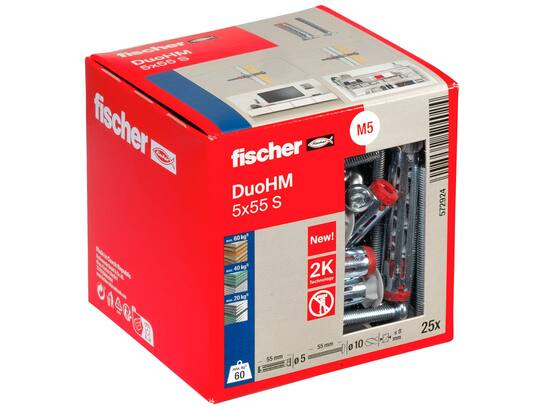 Fischer hollewandplug DUOHM 5X55 S PH met schroef CK TX25 25st