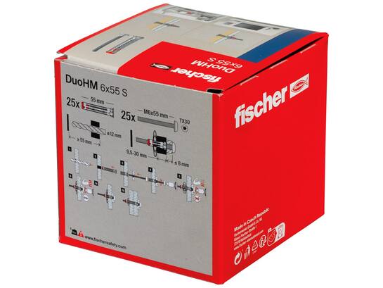 Fischer hollewandplug DUOHM 6X55 S PH met schroef CK TX30 25st