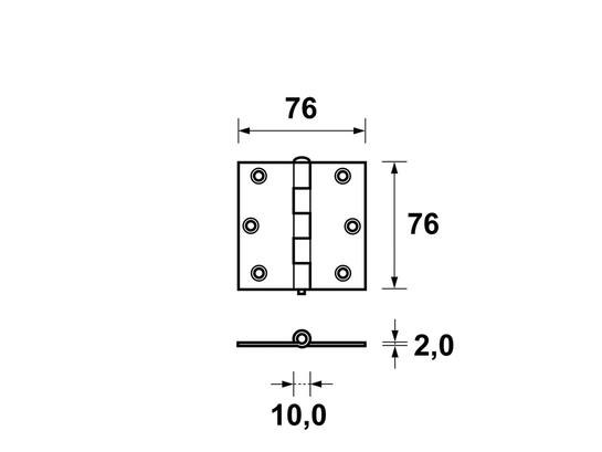 Axa Scharnier recht RVS 76X76 MM