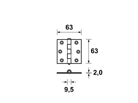 Axa Scharnier recht topcoat 63X63 MM