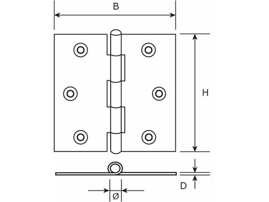 DX Scharnier recht verzinkt verzinkt 63X63 MM