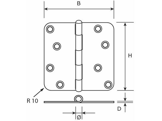 DX Scharnier rond RVS h367-76763003 76X76 MM