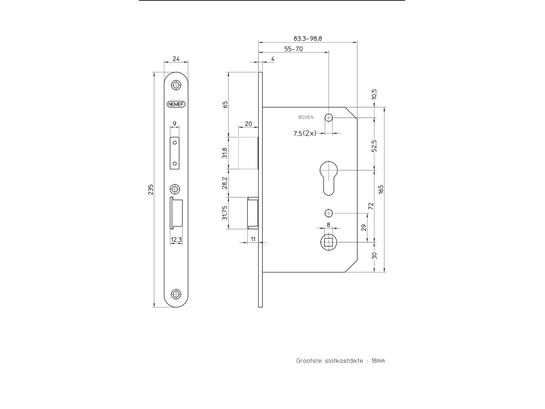 NEMEF VH dag en nachtslot rond RVS 4429/27 LINKS PC 72-55
