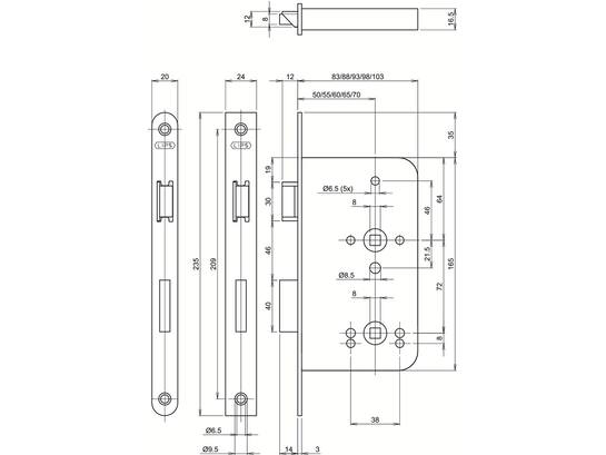 LIPS WC badkamerslot RVS 2486-17T24 60 MM