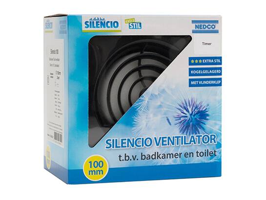 NEDCO Badkamer/toiletventilator zwart SILENCIO 100T