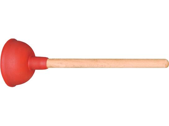 Gootsteenonstopper rood met houten steel 110MM