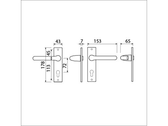AMI Deurkrukgarnituur op schild F1 DKR.386 ROTA 178/43 PC 72