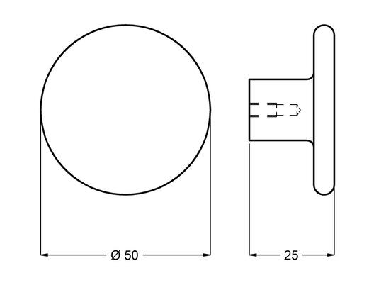 HERMETA Meubelknop zwart 50 MM