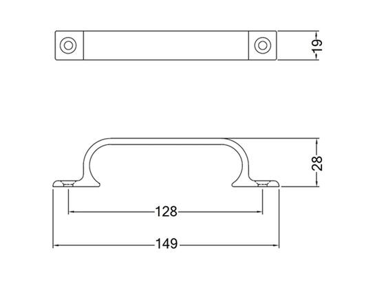 HERMETA Handgreep rond model zwart 128 MM
